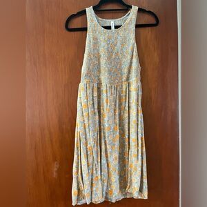 RVCA Floral Sun Dress in Orange and Gray